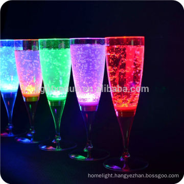 FDA colorful LED glass grade plastic LED champagne glass Flutes decoration LED Light Up Liquid drink cup